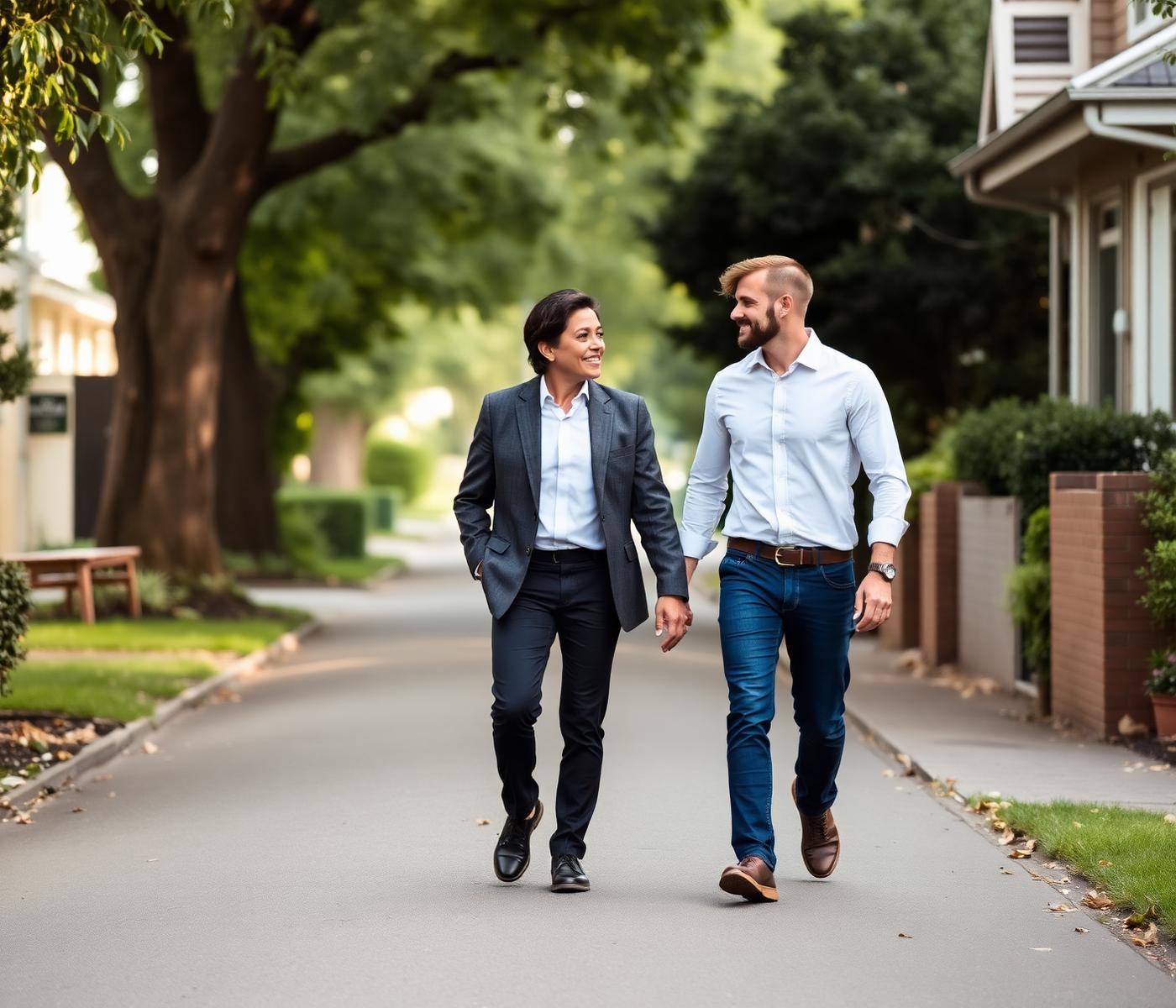 A First Home Coach walking with buyers in Adelaide
